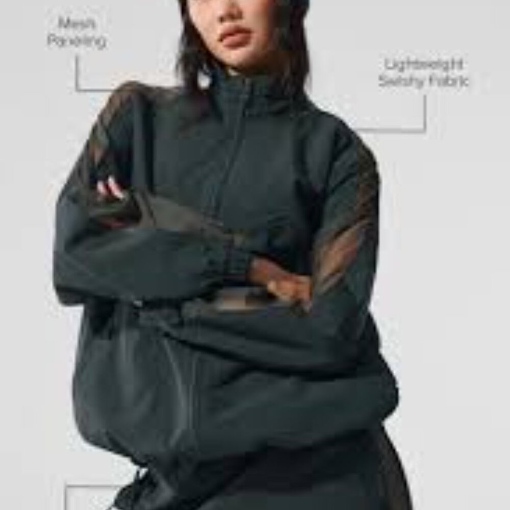 ALO Yoga Black Mesh-Panel Utility Jacket
